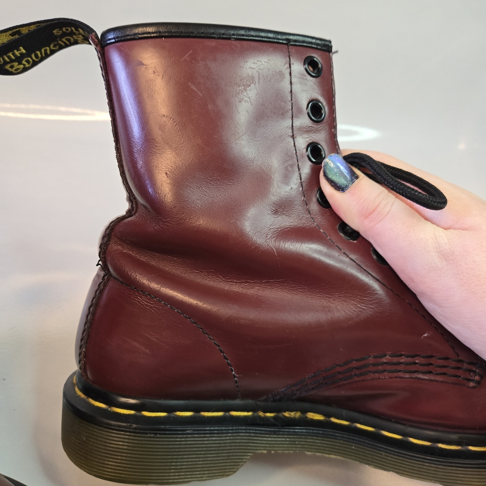 Dr. Martens Doc Martens Burgundy Leather 1460 Grunge Combat Boots 8 11821 - Picture 13 of 16